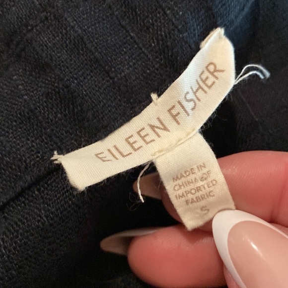 Eileen Fisher 100% Linen Black Button Front Blazer Jacket Size Small - Picture 5 of 8